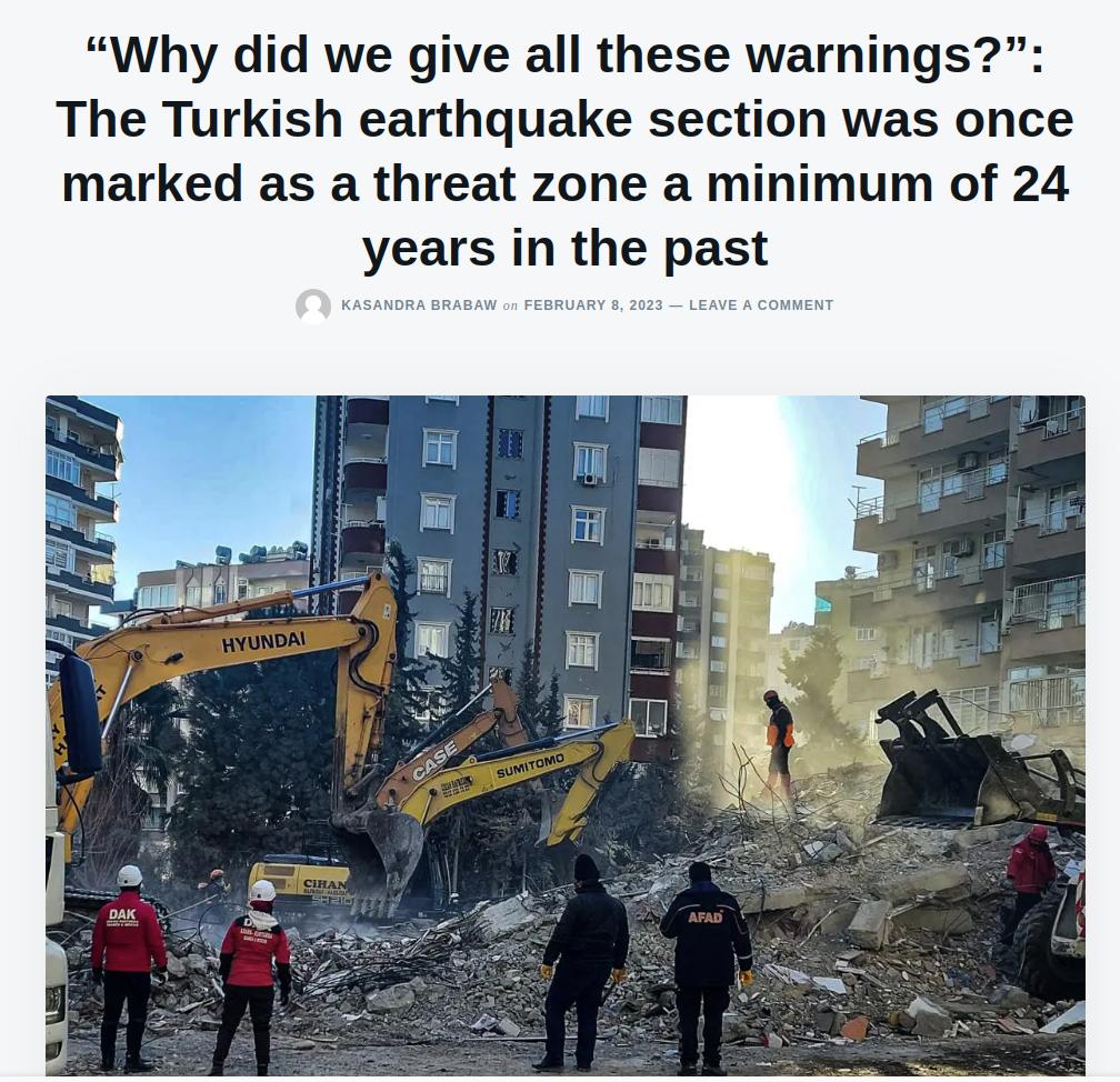Why did we give all these warnings The Turkish earthquake se n was once marked as a threat zone a minimum of 24 years in the past