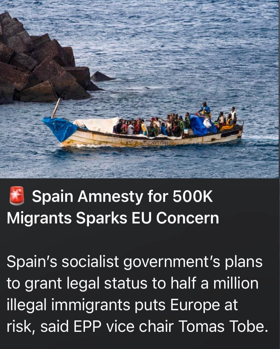 🇪🇸 Spain Amnesty for 500K Migrants Sparks EU Concern

Spain’s socialist government’s plans to grant legal status to half a million illegal immigrants puts Europe at risk, said EPP vice chair Tomas Tobe.