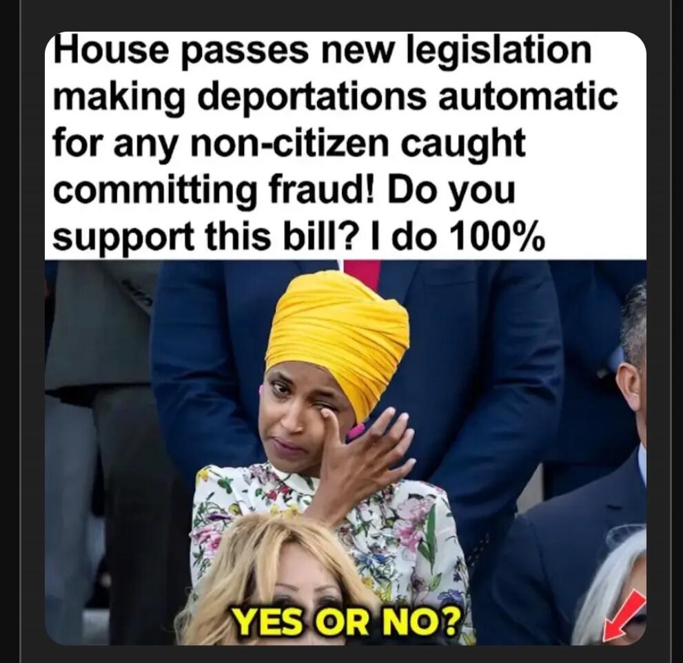 House passes new legislation making deportations automatic for any non-citizen caught committing fraud! Do you support this bill? I do 100% YES OR NO?