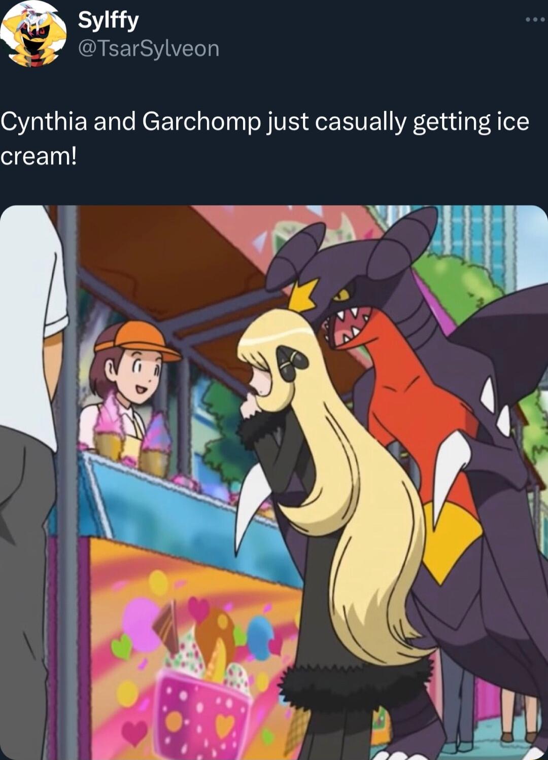 57113 GRSV Cynthia and Garchomp just casually getting ice cream jy