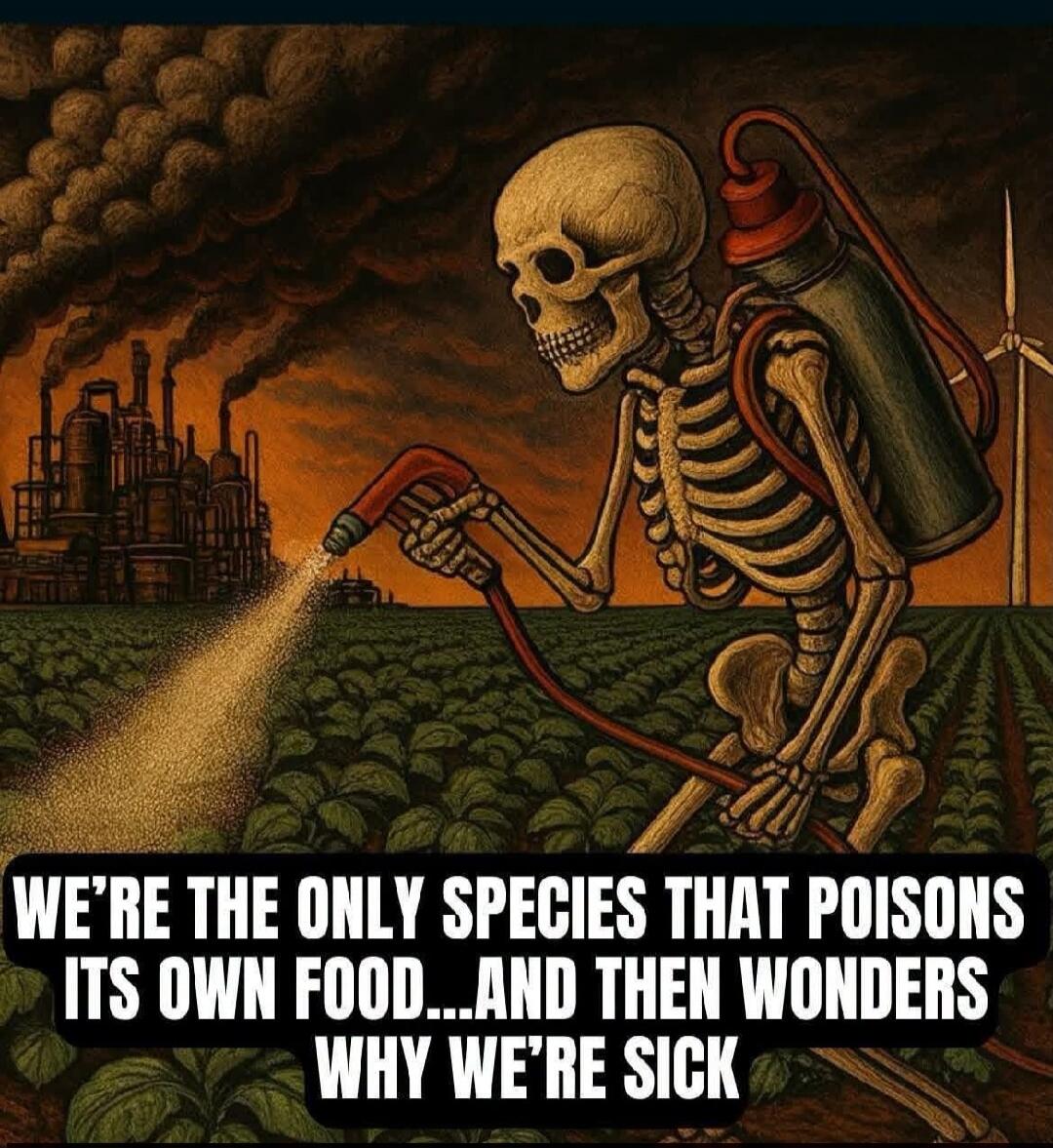 WE'RE THE ONLY SPECIES THAT POISONS ITS OWN FOOD...AND THEN WONDERS WHY WE'RE SICK