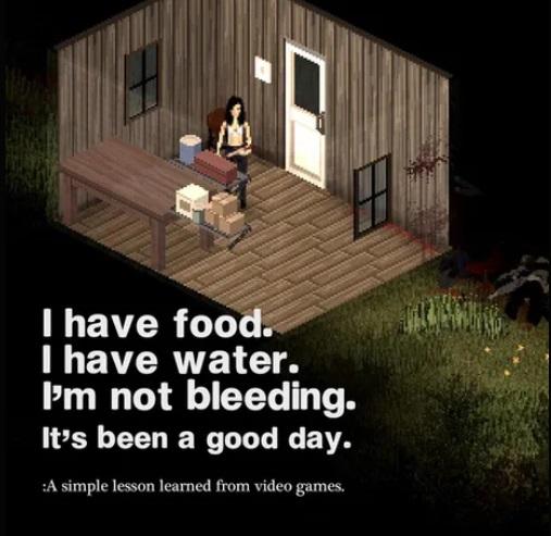 t il L I have food ILEVCRTE TN Pm not bleeding Its been a good day A simple lesson learned from video games
