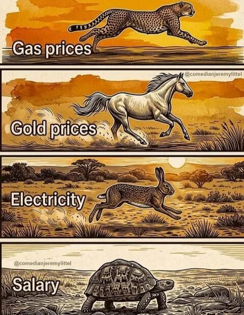 Gas prices Gold prices Electricity Salary @comedianjeremylittel