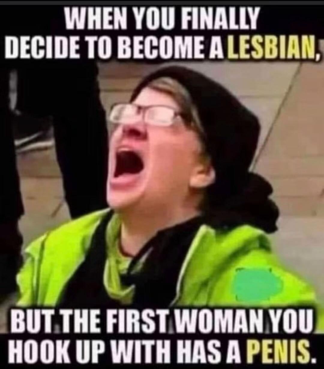 WHEN YOU FINALLY DECIDE TO BECOME A LESBIAN, BUT THE FIRST WOMAN YOU HOOK UP WITH HAS A PENIS.