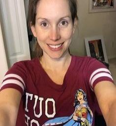 OUT OF (text on shirt) and Wonder Woman graphic