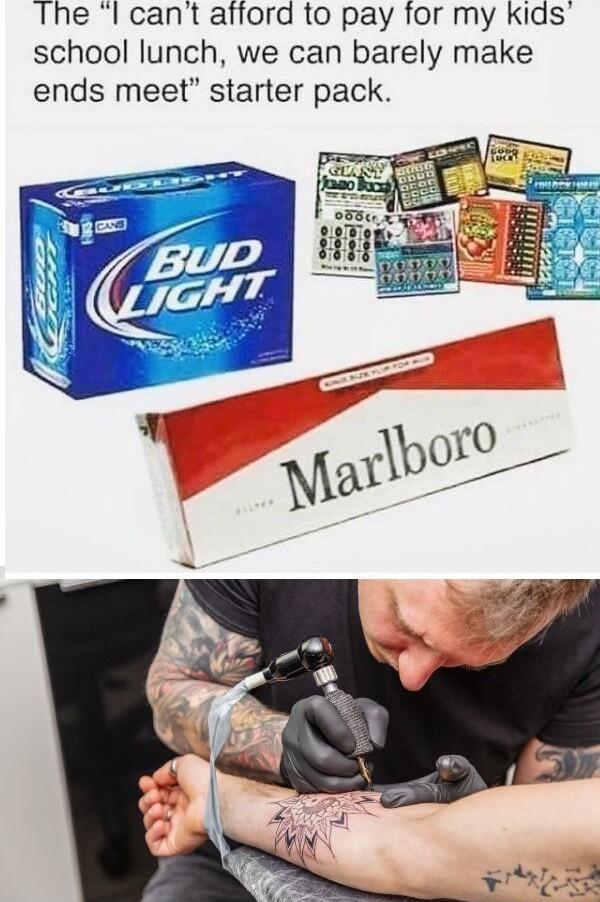 The l cant afford to pay for my kids school lunch we can barely make ends meet starter pack