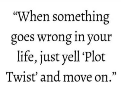 When something goes wrong in your life, just yell 'Plot Twist' and move on.