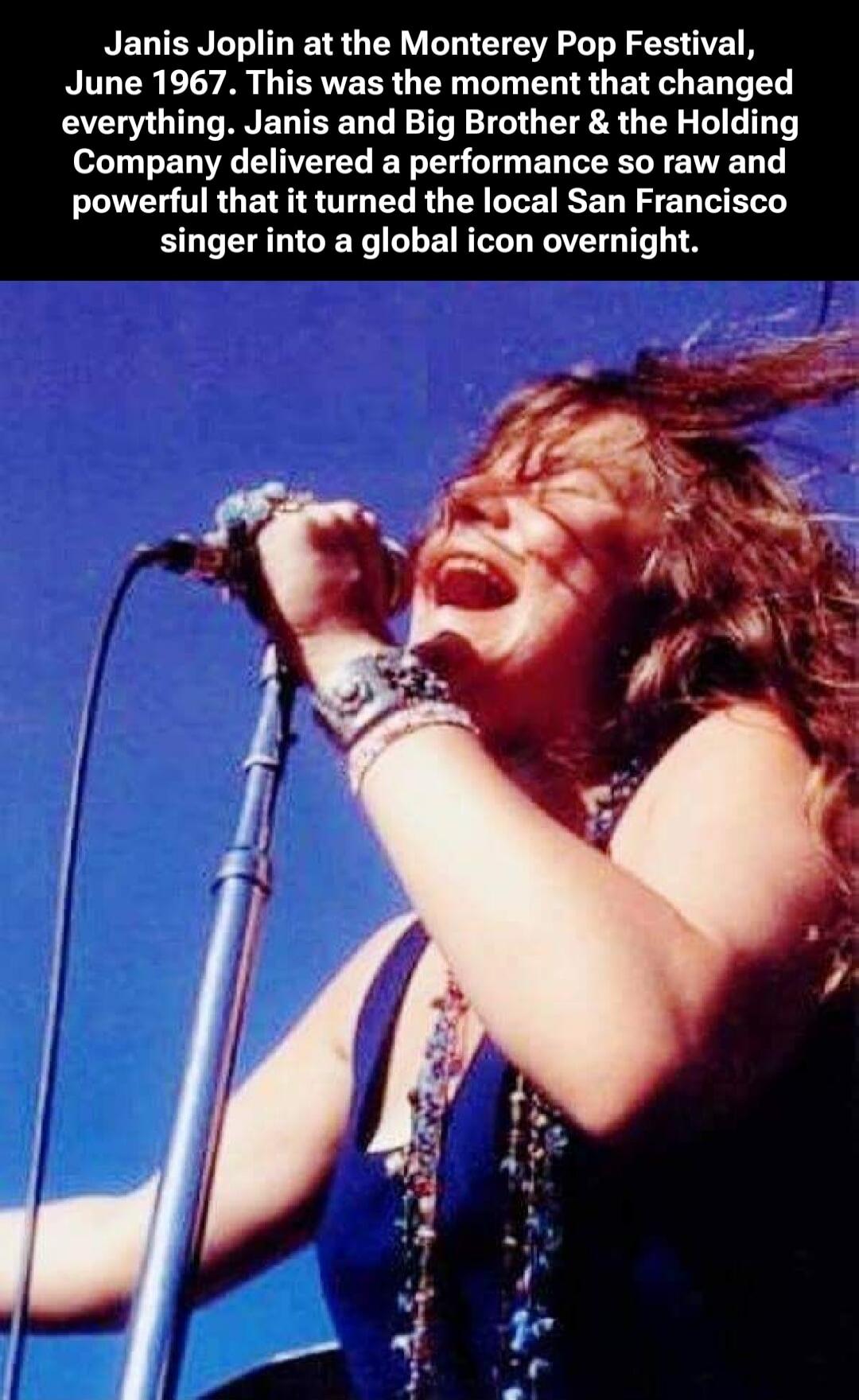 Janis Joplin at the Monterey Pop Festival, June 1967. This was the moment that changed everything. Janis and Big Brother & the Holding Company delivered a performance so raw and powerful that it turned the local San Francisco singer into a global icon overnight.