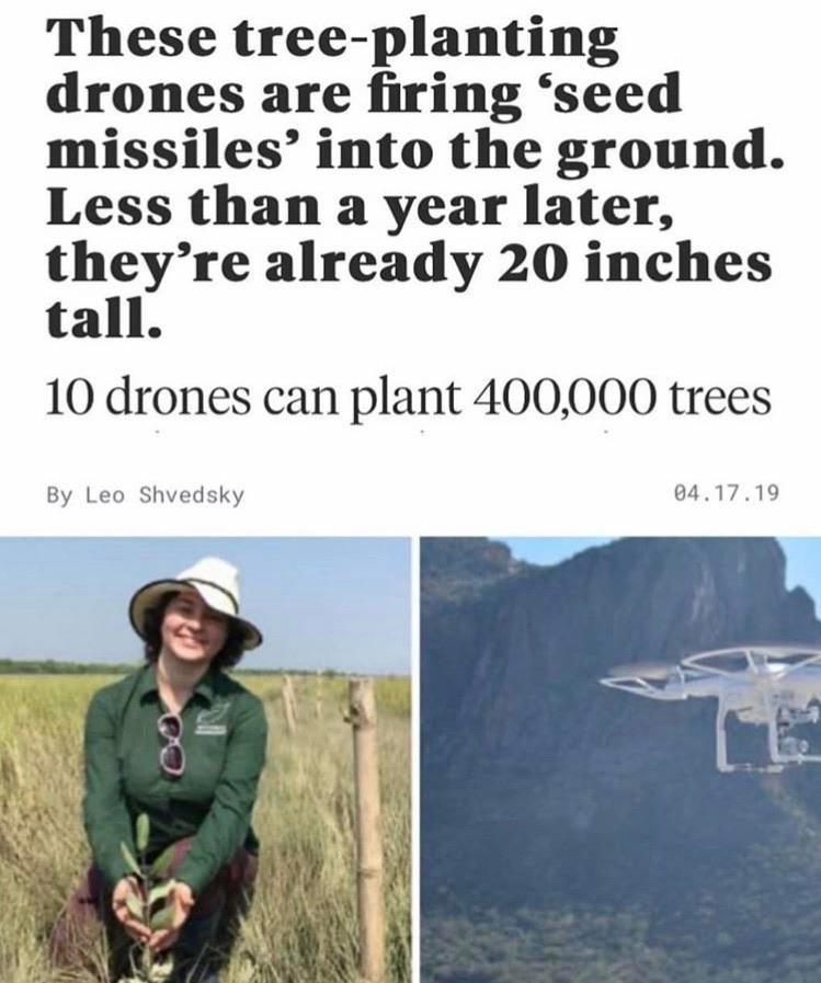 These tree planting drones are firing seed missiles into the ground Less than a year later theyre already 20 inches tall 10 drones can plant 400000 trees By Leo Shvedsky 041719