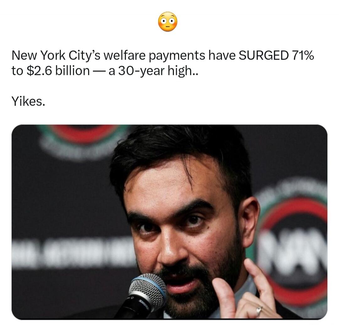 New York City's welfare payments have SURGED 71% to $2.6 billion — a 30-year high. Yikes. 😳