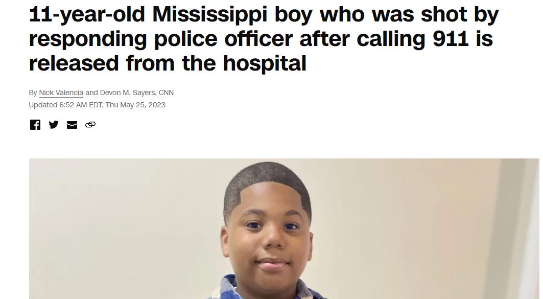11 year old Mississippi boy who was shot by responding police officer after calling 911 is released from the hospital
