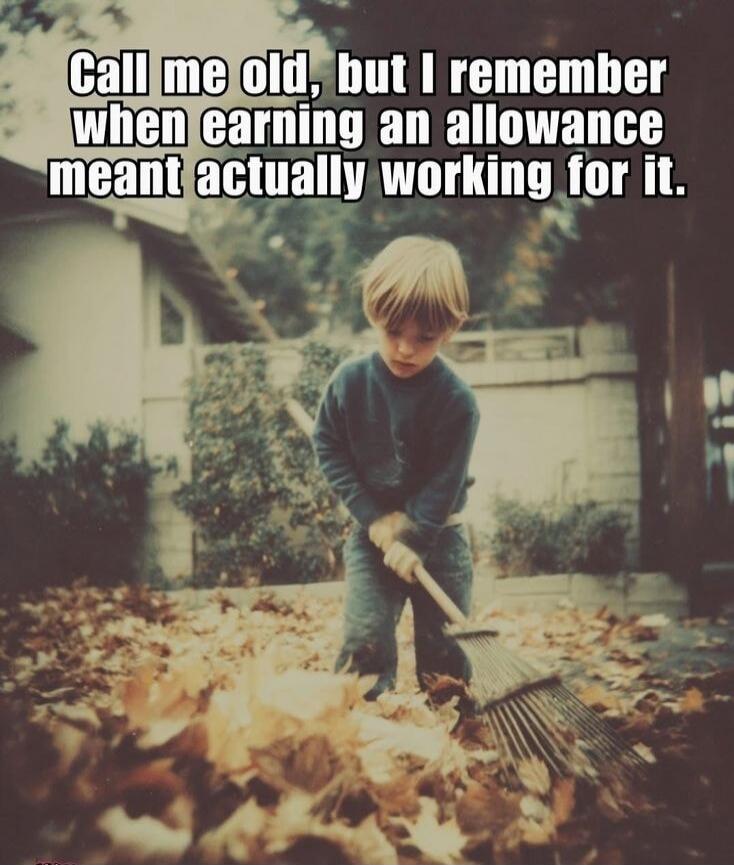 Call me old, but I remember when earning an allowance meant actually working for it.