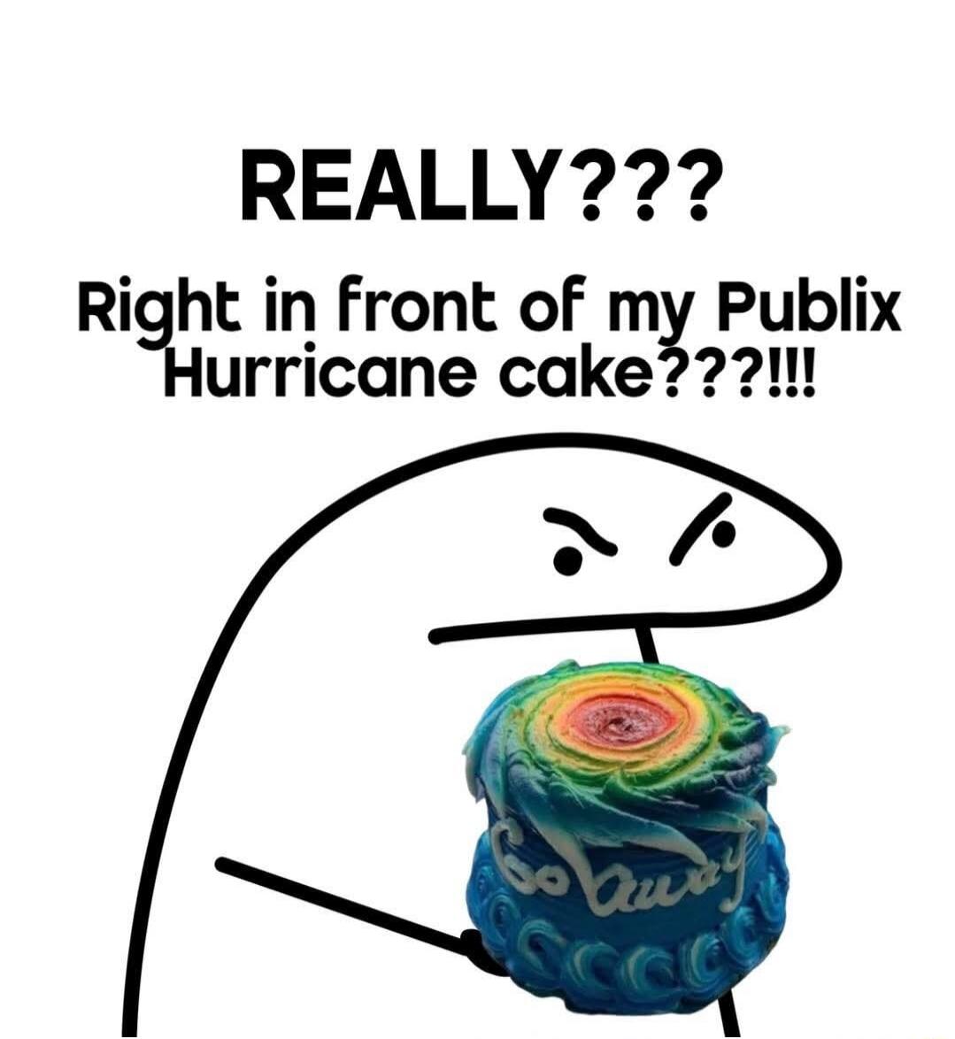 REALLY??? Right in front of my Publix Hurricane cake???!!!
