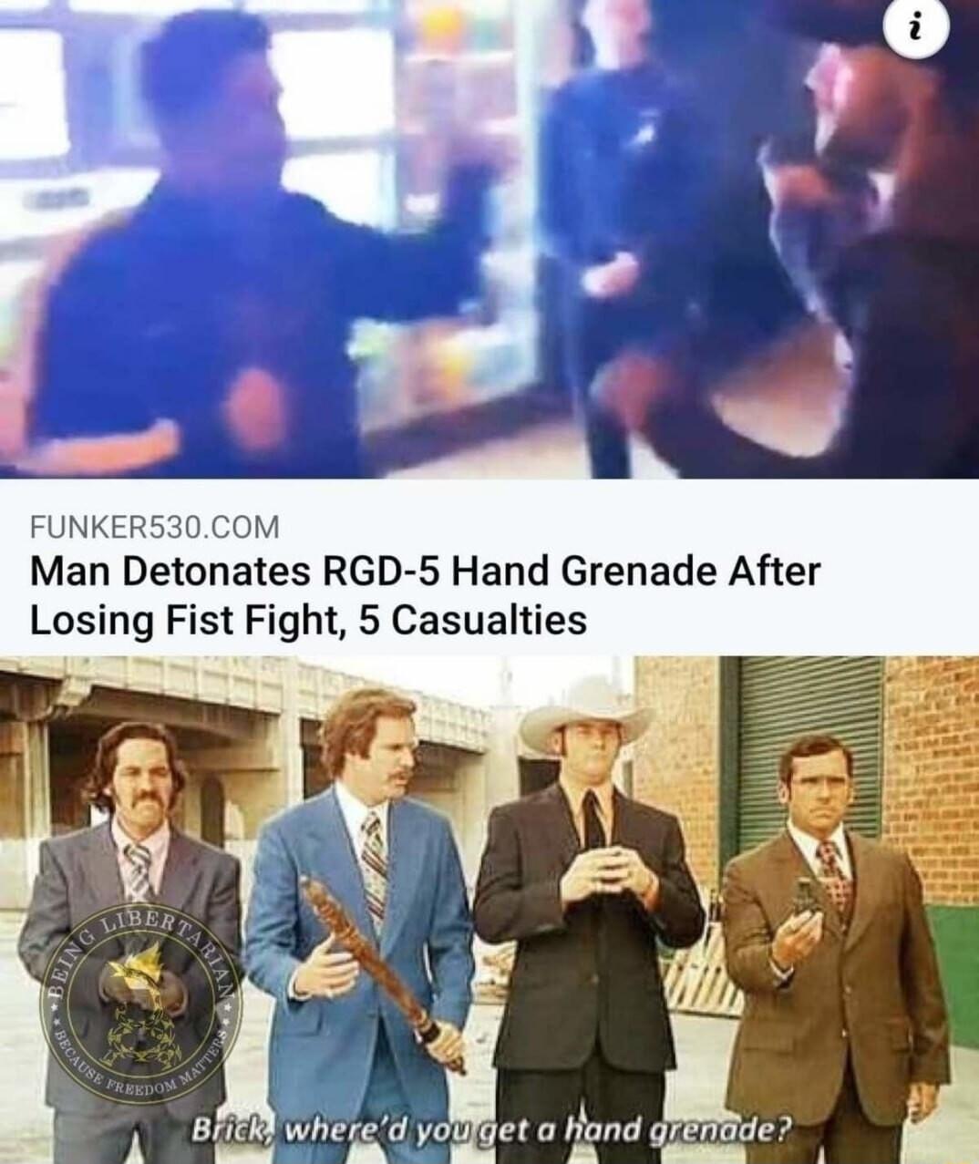 FUNKERS Man Detonates RGD 5 Hand Grenade After Losing Fist Fight 5 Casualties y Bt Whered y grlame 1