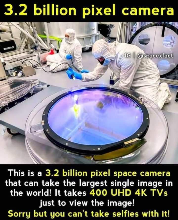 on pixel camera Xz 16 LI I ETAS This is a 32 billion pixel space camera that can take the largest single image in the world It takes 400 UHD 4K TVs TSR CRTITRT NI EL T Sorry but you cant take selfies with it