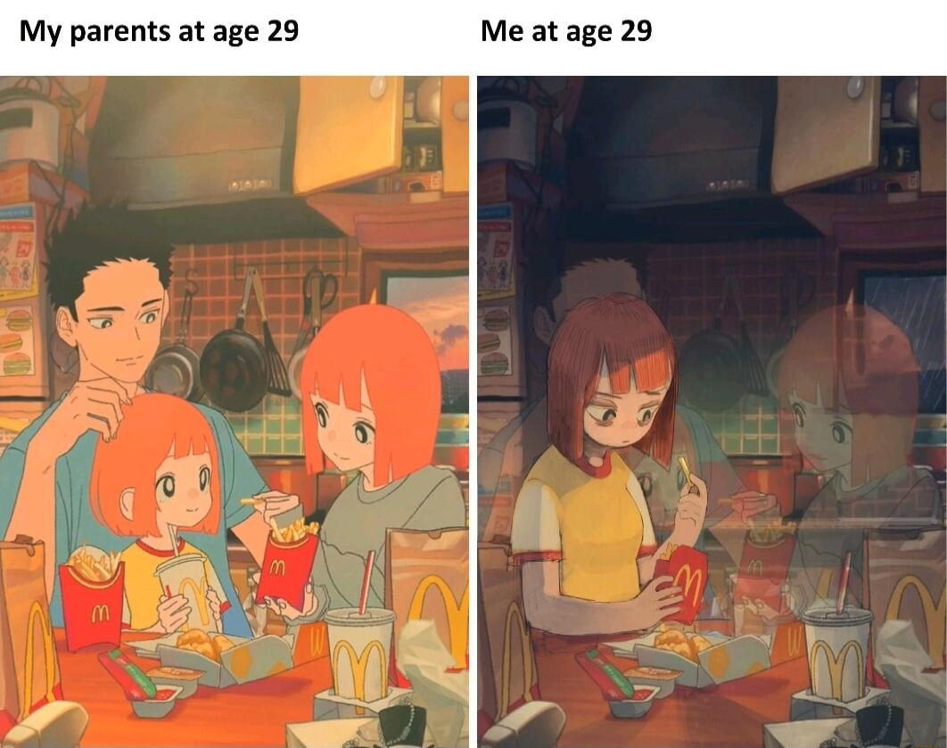 My parents at age 29 Me at age 29