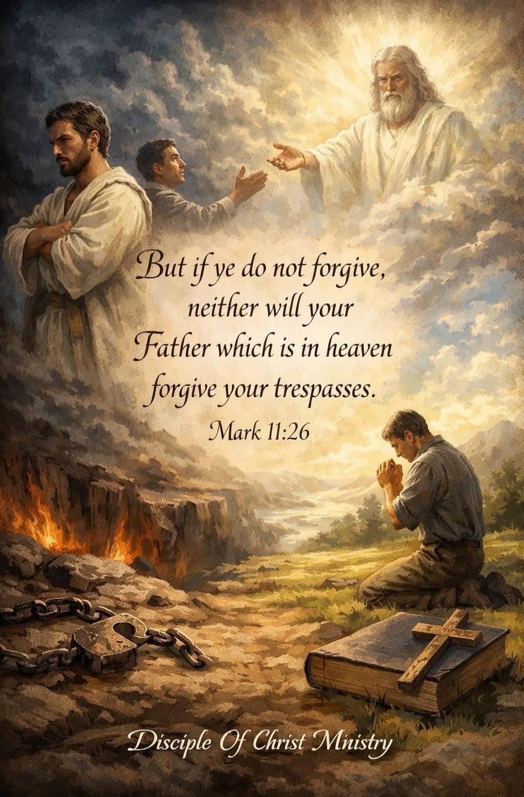 But if ye do not forgive, neither will your Father which is in heaven forgive your trespasses. Mark 11:26 Disciple Of Christ Ministry