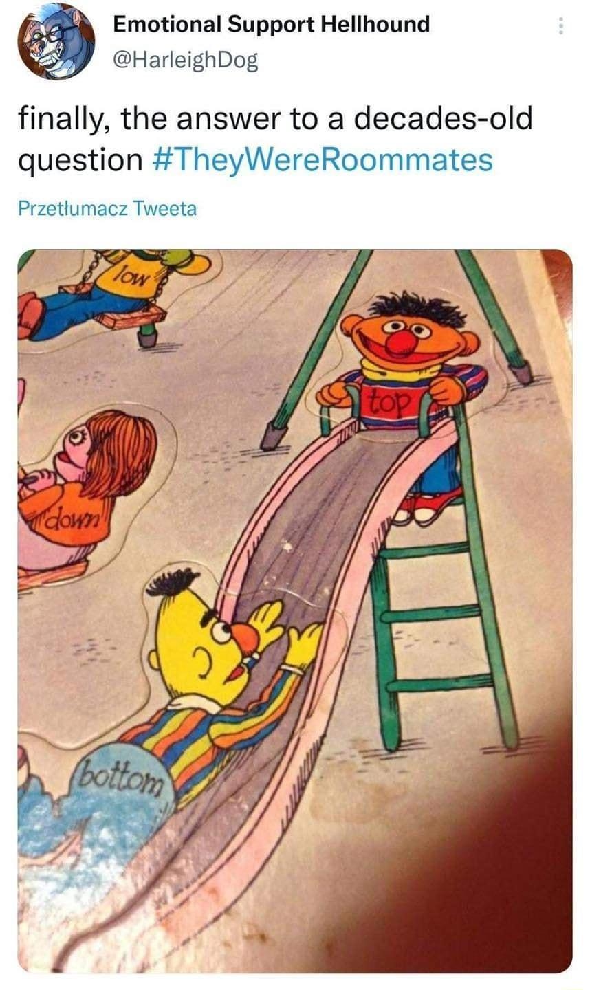 Emotional Support Hellhound HarleighDog finally the answer to a decades old question TheyWereRoommates Przetlumacz Tweeta