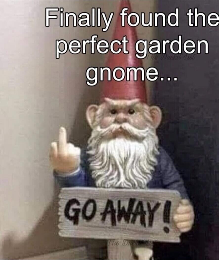 Finally found the perfect garden gnome... GO AWAY!