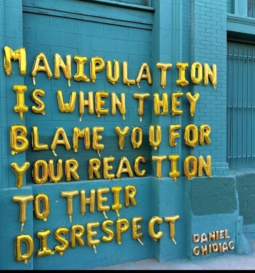 MANIPULATION IS WHEN THEY BLAME YOU FOR YOUR REACTION TO THEIR DISRESPECT DANIEL CHIDIAC