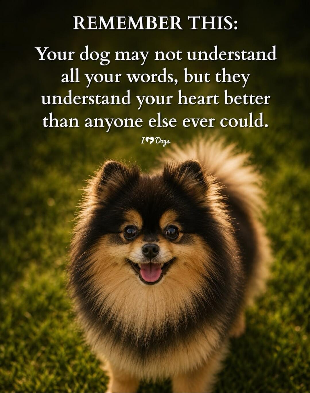 REMEMBER THIS: Your dog may not understand all your words, but they understand your heart better than anyone else ever could. I❤️Dogs
