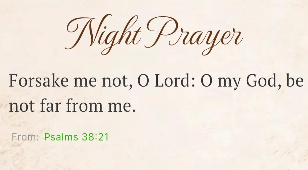 Night Prayer Forsake me not, O Lord: O my God, be not far from me. From: Psalms 38:21