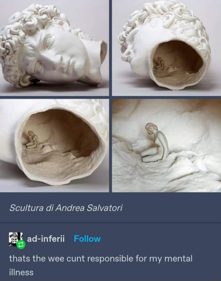 Scultura di Andrea Salvatori L ad inferii Follow thats the wee cunt responsible for my mental IGES