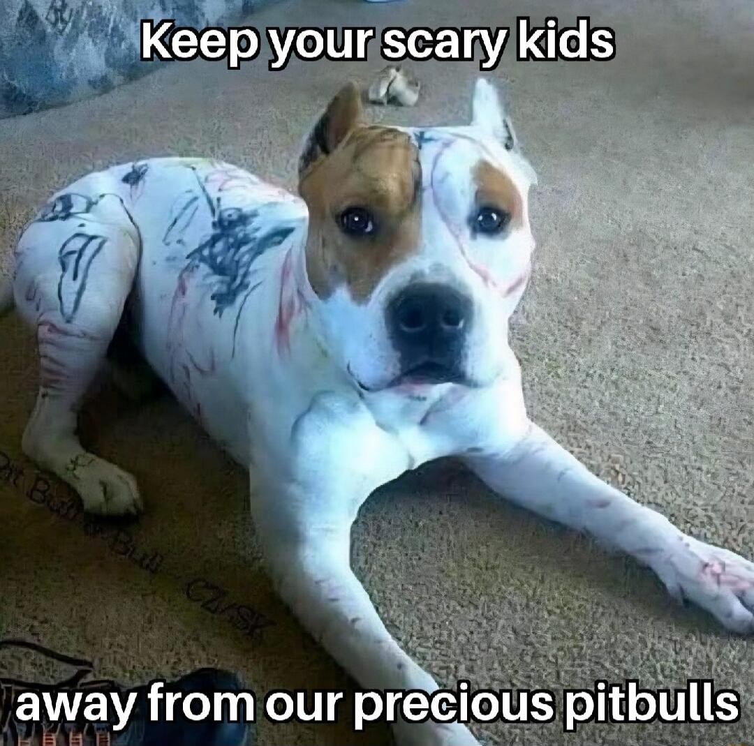 Keep your scary kids away from our precious pitbulls