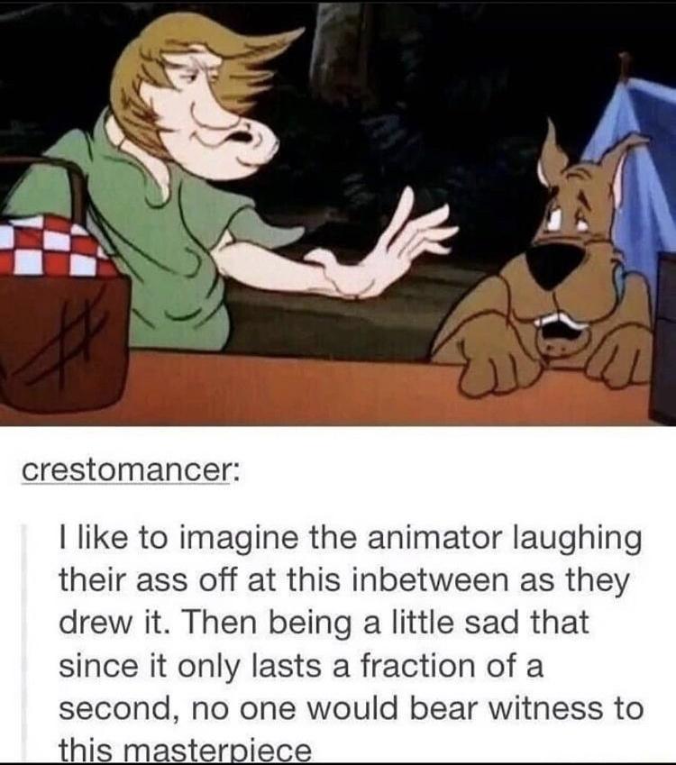 crestomancer like to imagine the animator laughing their ass off at this inbetween as they drew it Then being a little sad that since it only lasts a fraction of a second no one would bear witness to this masterpiece