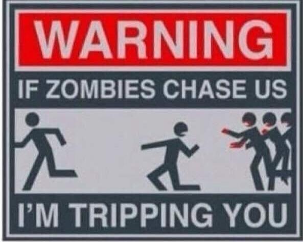 WARNING IF ZOMBIES CHASE US I'M TRIPPING YOU