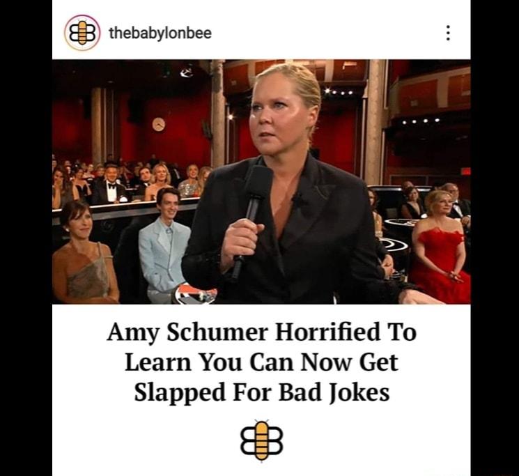 thebabylonbee Amy Schumer Horrified To Learn You Can Now Get Slapped For Bad Jokes 3