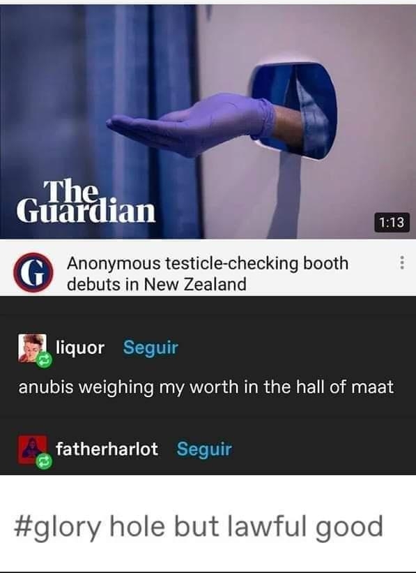 E RN EIEGRLEERAEL L piepdelo 0 Glllllian Anonymous testicle checking booth debuts in New Zealand Mliquor Seguir anubis weighing my worth in the hall of maat fatherharlot Seguir 9 glory hole but lawful good 769K notas y i A9