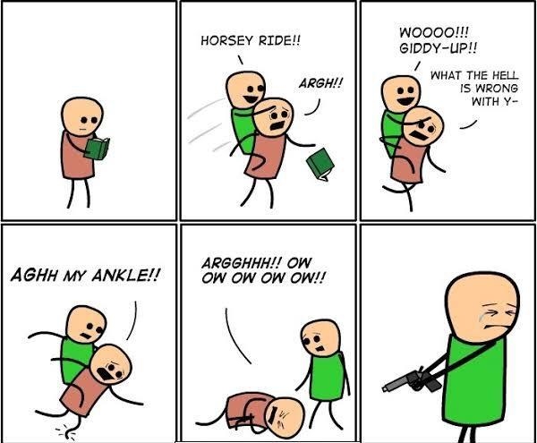 HORSEY RIDE Woooo 8IDDY UP e M o o ARGGHHH OW AGHH My ANKLE OW OW OW OW e