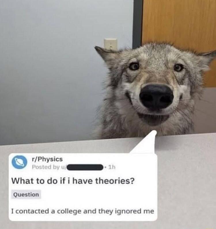 tPhysics What to do if i have theories Question I contacted a college and they ignored me