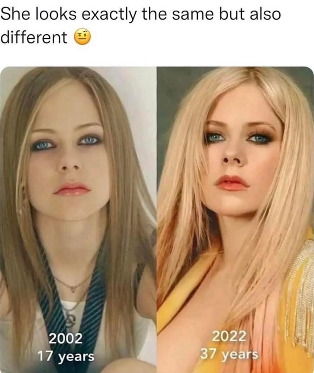 She looks exactly the same but also different