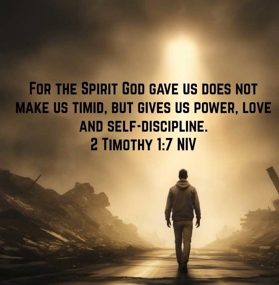 For the Spirit God gave us does not make us timid, but gives us power, love and self-discipline. 2 Timothy 1:7 NIV