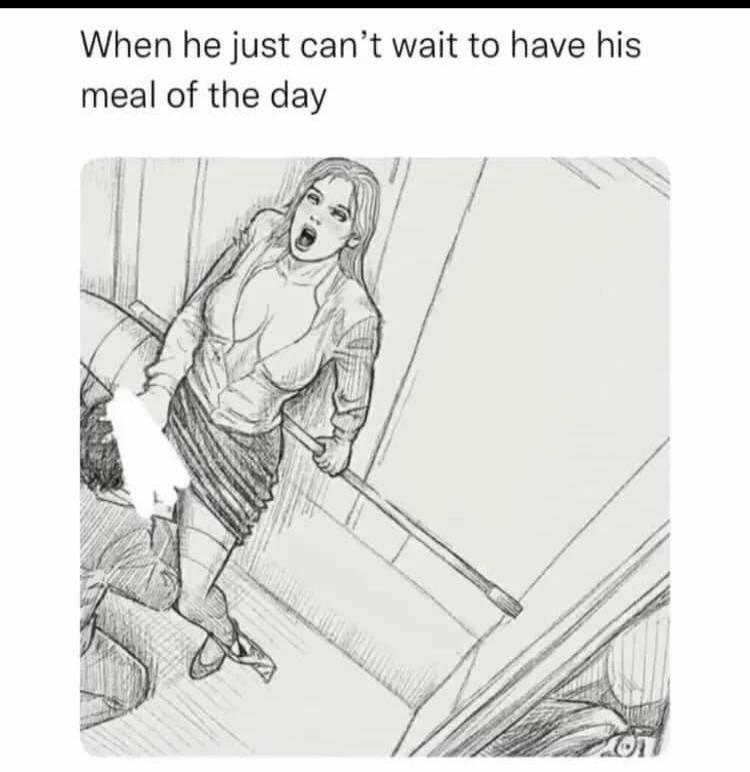 When he just can't wait to have his meal of the day