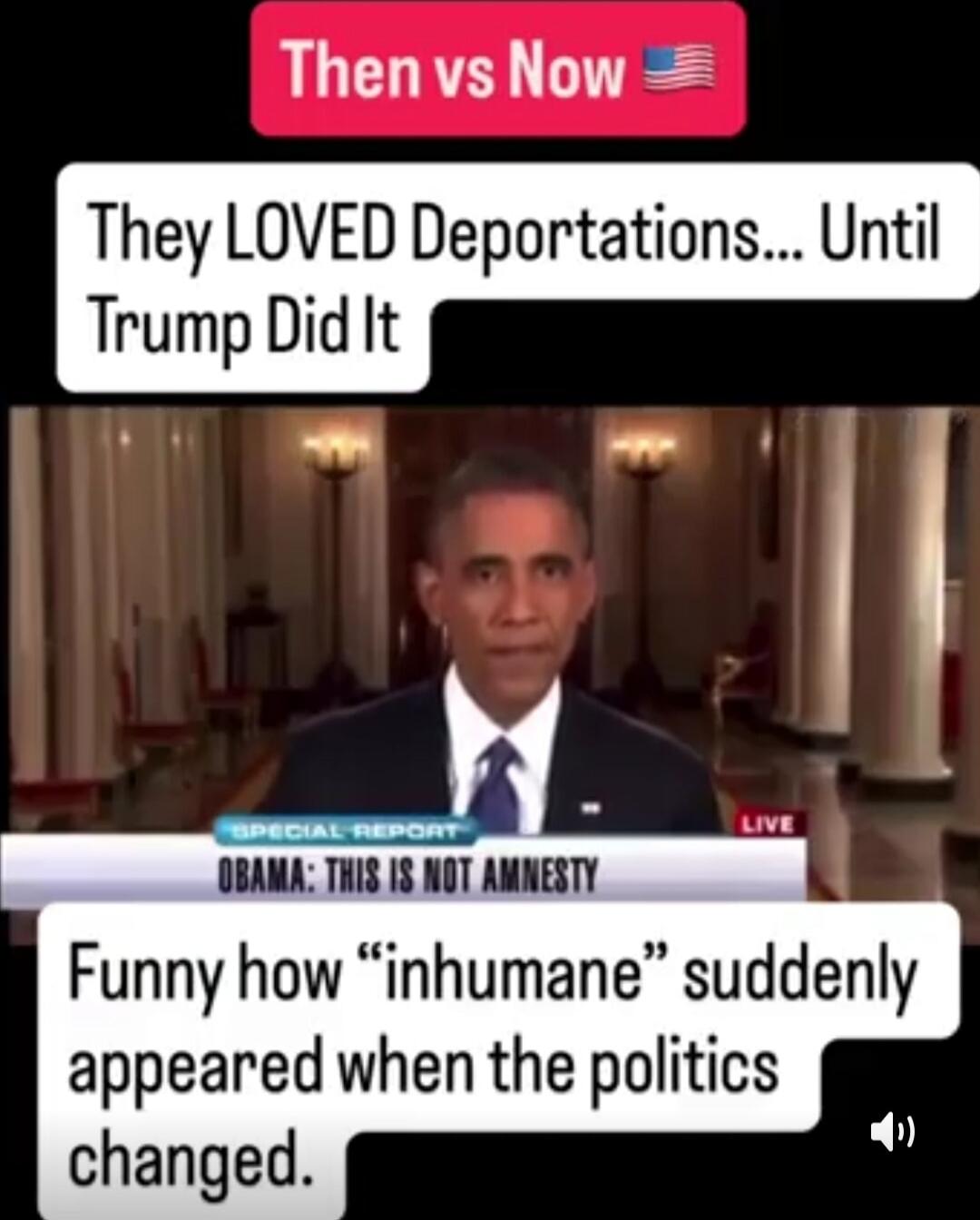 They LOVED Deportations... Until Trump Did It
OBAMA: THIS IS NOT AMNESTY
Funny how “inhumane” suddenly appeared when the politics changed.