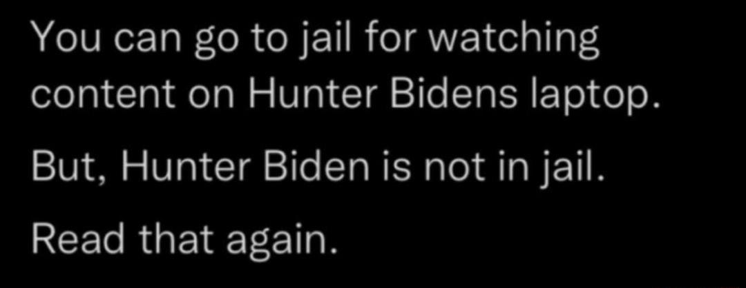 You can go to jail for watching content on Hunter Bidens laptop But Hunter Biden is not in jail REERGEIEEET N