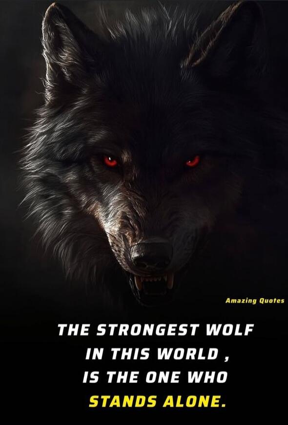 THE STRONGEST WOLF IN THIS WORLD , IS THE ONE WHO STANDS ALONE.