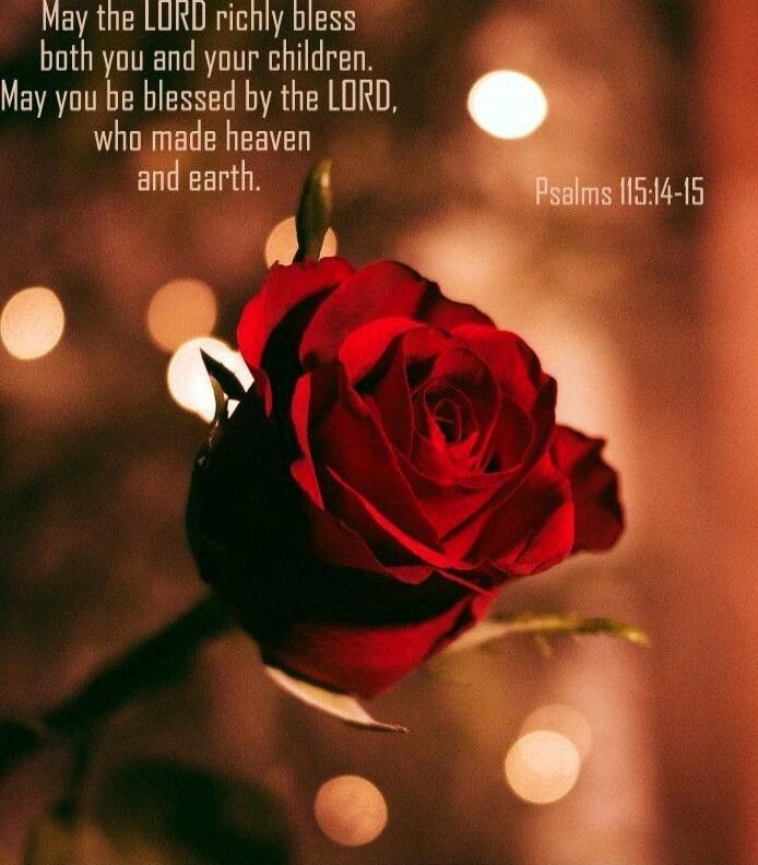 May the LORD richly bless both you and your children. May you be blessed by the LORD, who made heaven and earth. Psalms 115:14-15