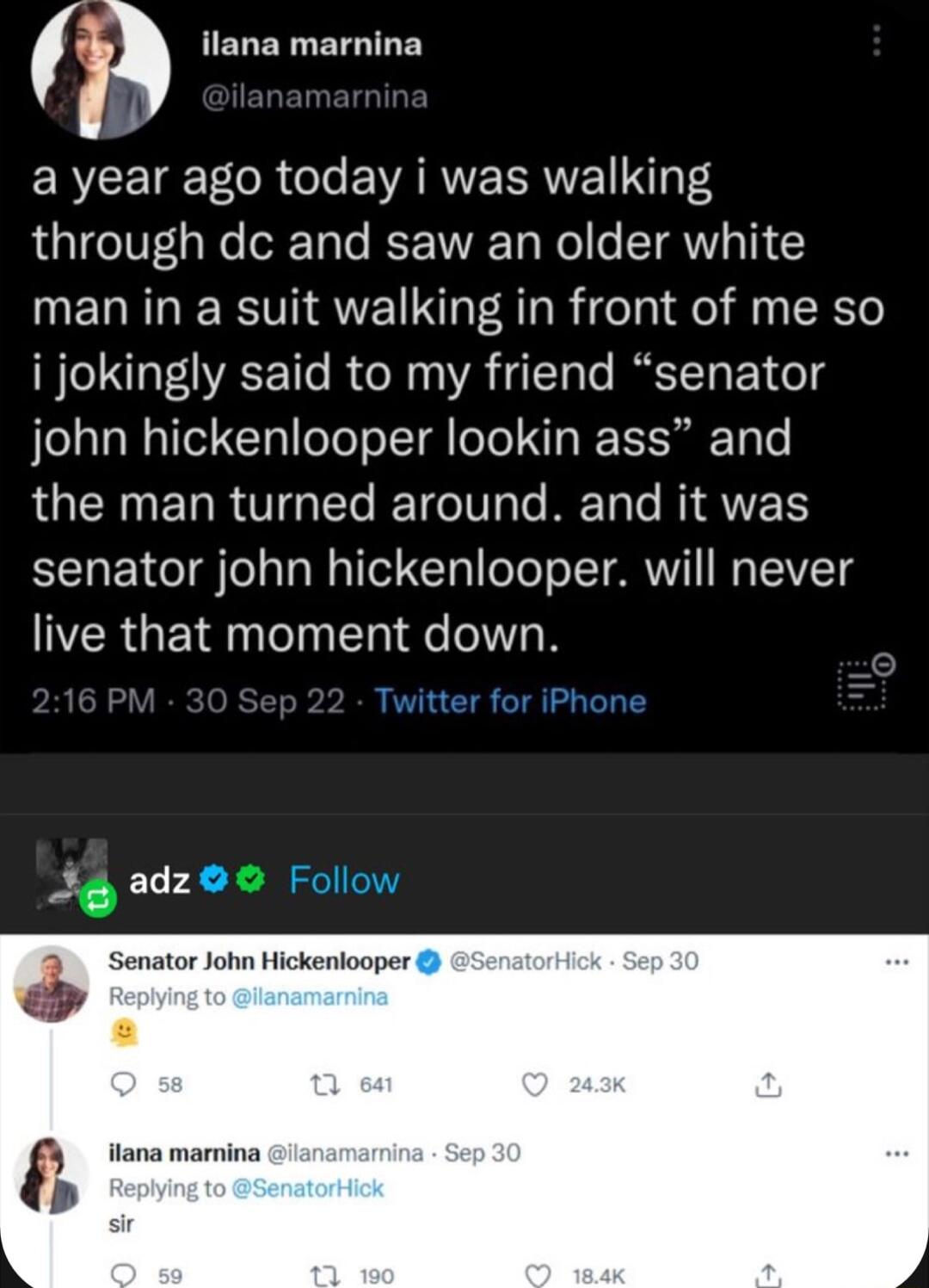 b EUERLETTEY it EERVCE LR R oo EWARNESRVET N3 4 through dc and saw an older white man in a suit walking in front of me so i jokingly said to my friend senator john hickenlooper lookin ass and LUERNERR TG TV o BTy T R QW senator john hickenlooper will never live that moment down i Senator John Hickenlooper