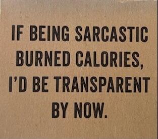 IF BEING SARCASTIC BURNED CALORIES, I'D BE TRANSPARENT BY NOW.