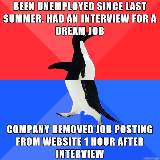 BEENUNEMPLOYEDISINCELAST SUMMERHADAN INTERVIEW FORA DREAM10B COMPANY REMOVED 10B POSTING FROMWEBSITE 1HOUR AFTER INTERVIEW