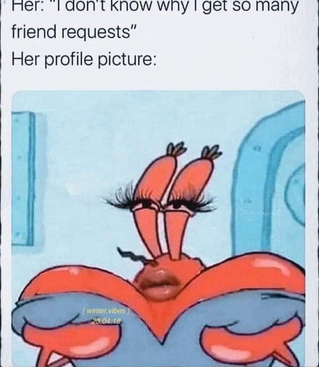 mer 1aontknow wny get so many friend requests Her profile picture