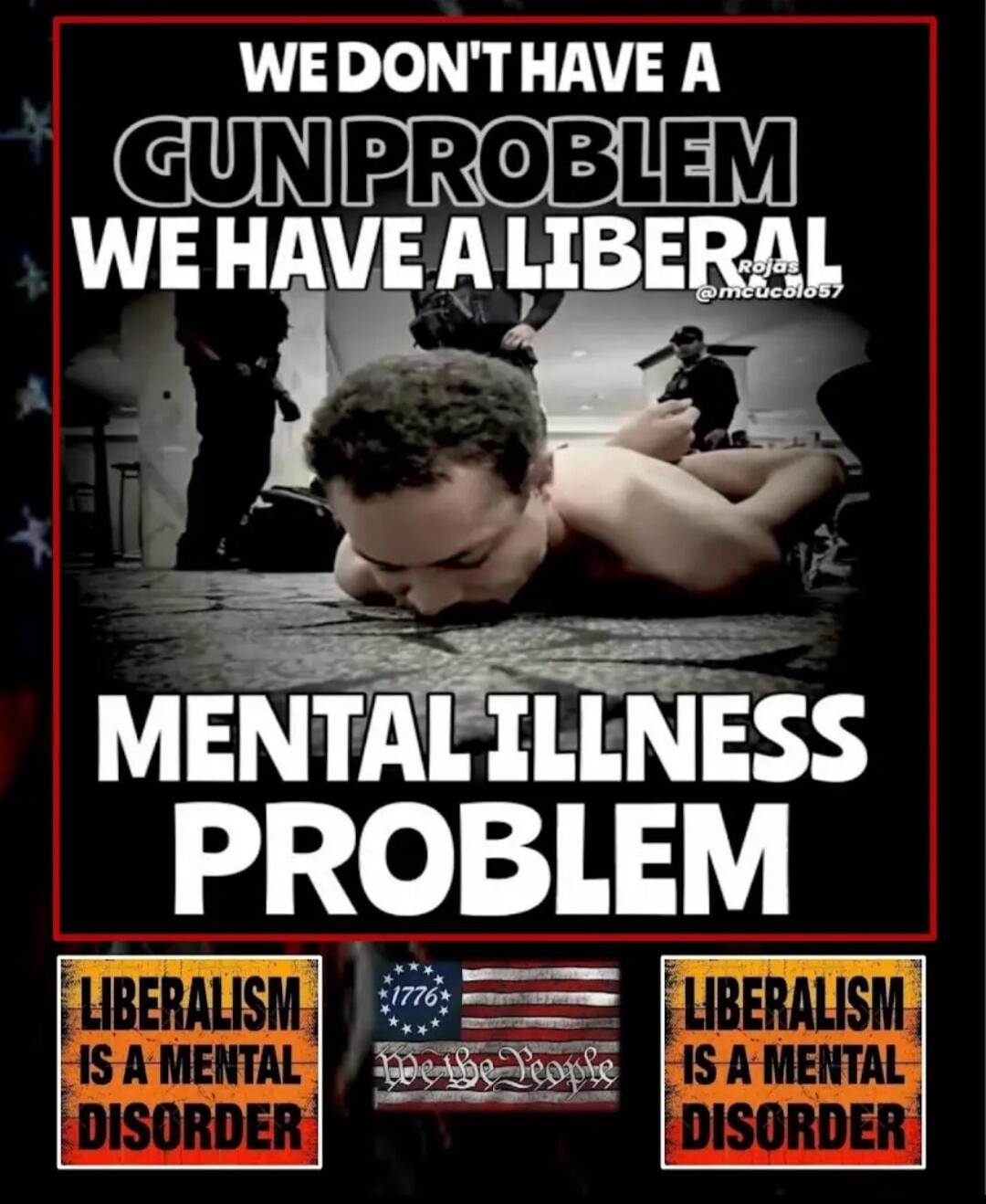WE DON'T HAVE A GUN PROBLEM WE HAVE A LIBERAL MENTAL ILLNESS PROBLEM. LIBERALISM IS A MENTAL DISORDER. 1776. We the People.