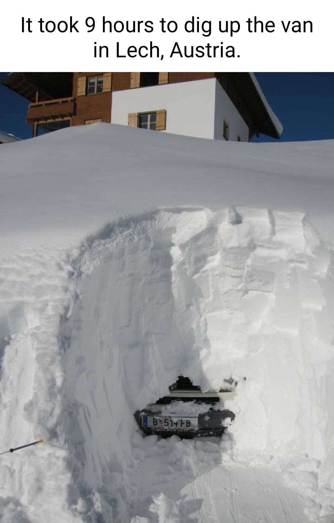 It took 9 hours to dig up the van in Lech Austria