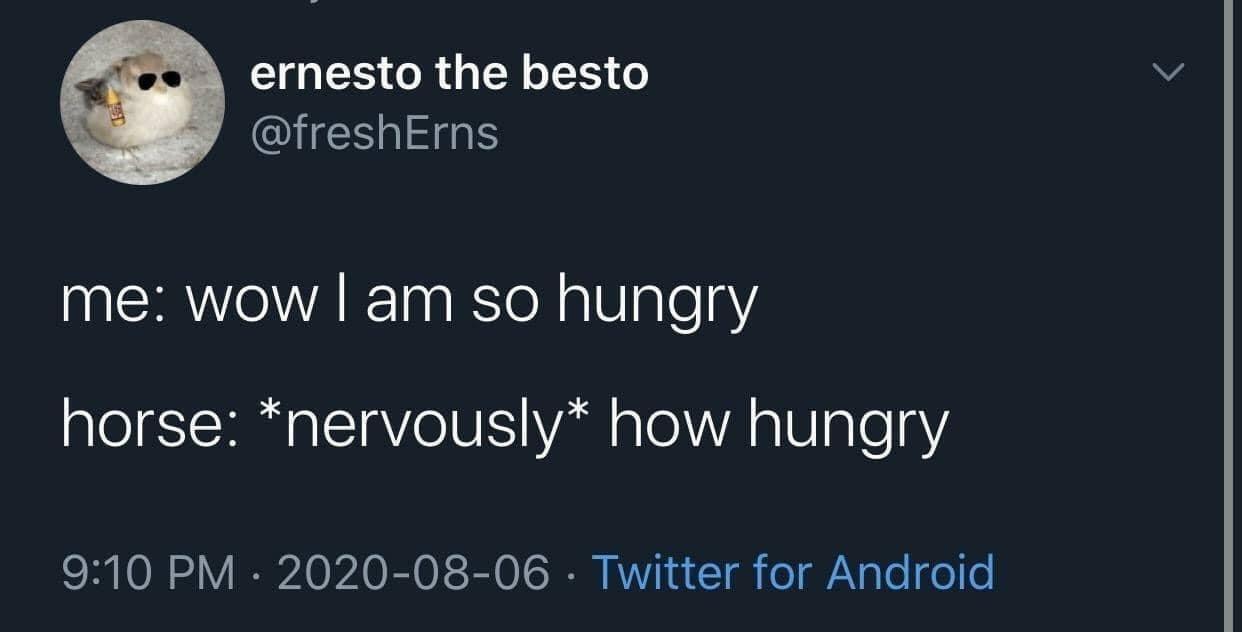 I CIS o R d 0 oTo11 o IS al S me wow am so hungry aTolgSISI o IeTAVo V1S V aToVYA o WpTe oY 910 PM 2020 08 06 Twitter for Android