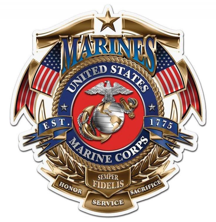 MARINES UNITED STATES MARINE CORPS EST. 1775 SEMPER FIDELIS HONOR SERVICE SACRIFICE