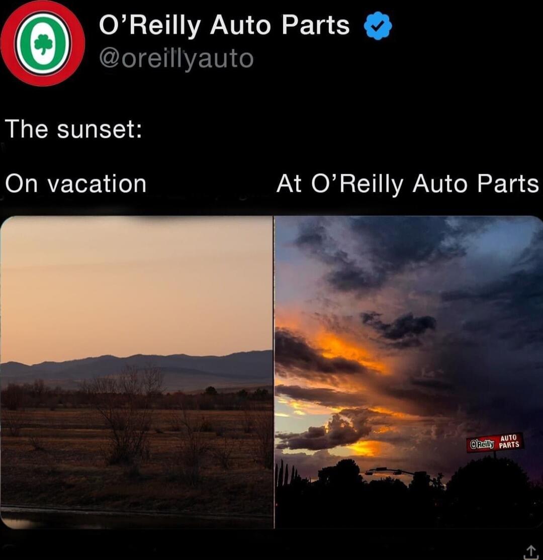 OReilly Auto Parts oreillyauto The sunset On vacation At OReilly Auto Parts